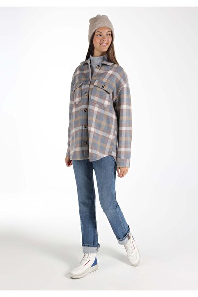 Colin's Regular Fit Shirt Neck Ekoseli Kadın Çok Renkli Uzun Kol Gömlek