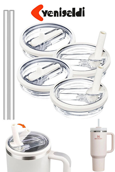 Yenigeldi 2 Adet Stnly Quencher Uyumlu 40 oz Flip Pipetli Kapak Sızdırmaz Yedek Bardak Kapağı