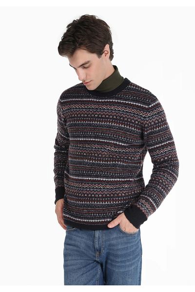 Colin's Regular Fit Round Neck Jacquard Men's Multicolor Sweater