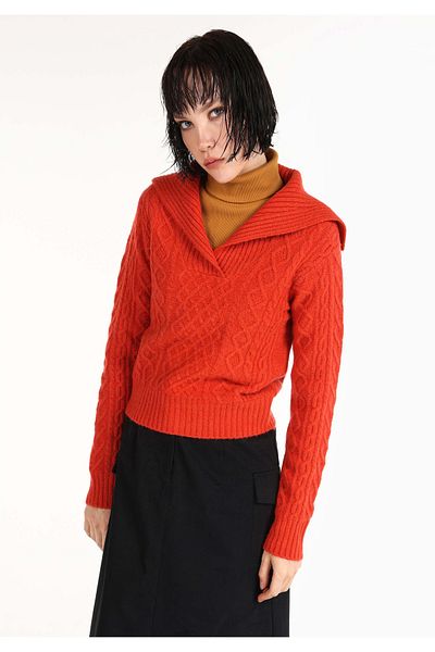 Colin's Slim Fit Sal Collar Plain Women's Burgundy Sweater