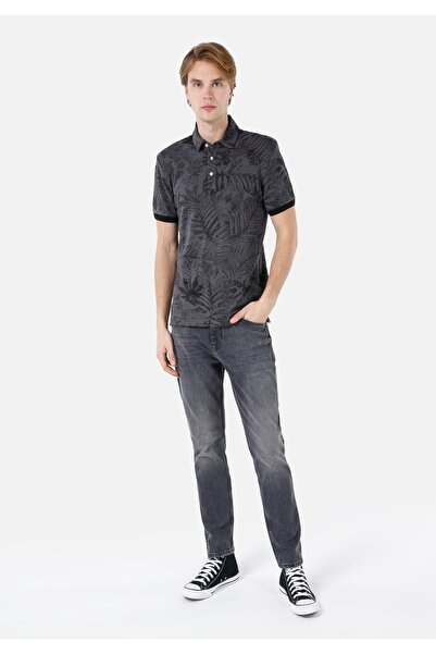 Colin's Regular Fit Polo Neck Printed Men's Anthracite Short Sleeve T-Shirt