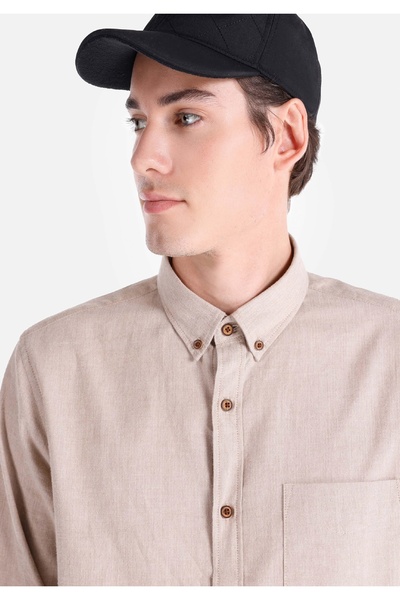 Colin's Regular Fit Shirt Neck Düz Erkek Gri Uzun Kol Gömlek