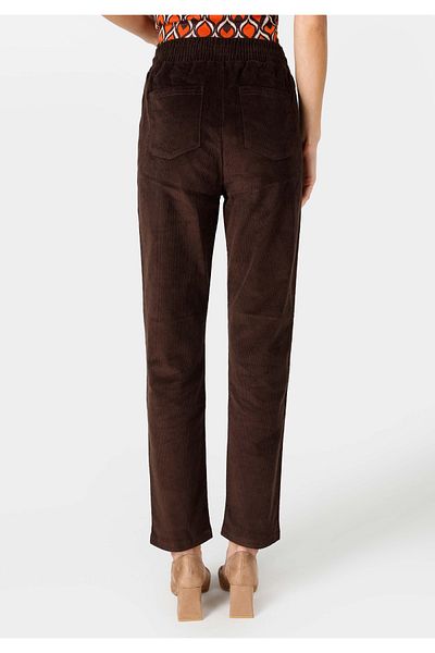 Colin's High Elastic Waist Corded Brown Women's Trousers - Regular Cut