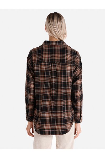 Colin's Regular Fit Shirt Neck Plaid Women's Brown Long Sleeve Shirt