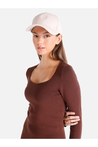 Colin's Dar Kesim Kare Yaka Triko Kahverengi Kadın Kazak