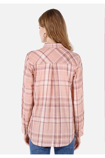 Colin's Regular Fit Shirt Neck Plaid Women's Pink Long Sleeve Shirt