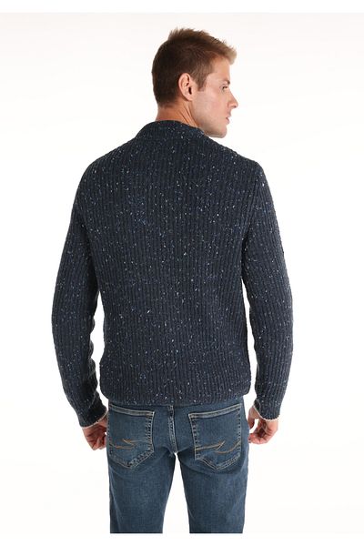 Colin's Regular Fit Turtle Neck Jacquard Men's Navy Blue Sweater