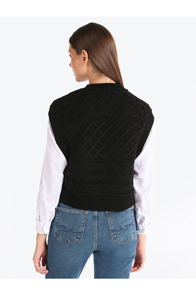 Colin's Black Knitwear Sweater - Regular Fit, Crew Neck