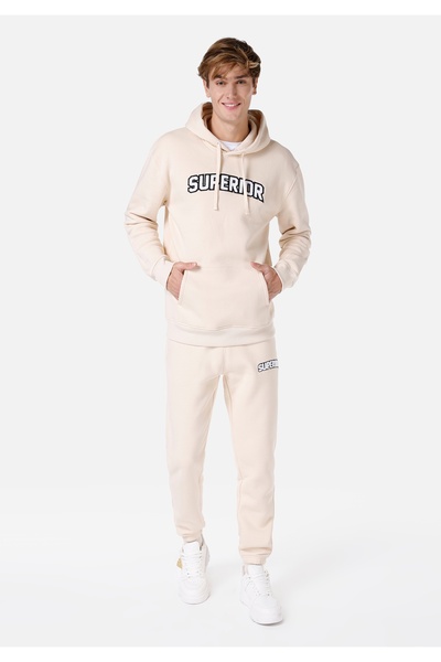 Colin's Hanorac pentru bărbați cu croiala normală, bej, imprimat cu text