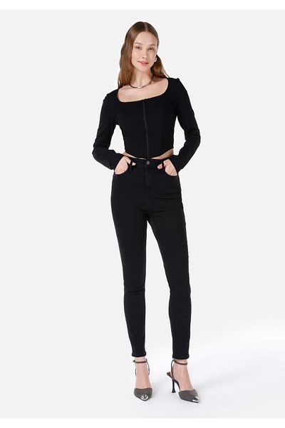 Colin's 760 Diana Slim Fit High Waist Slim Leg Black Women's Trousers