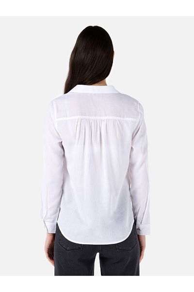 Colin's Regular Fit Shirt Neck Plain Women's White Long Sleeve Shirt