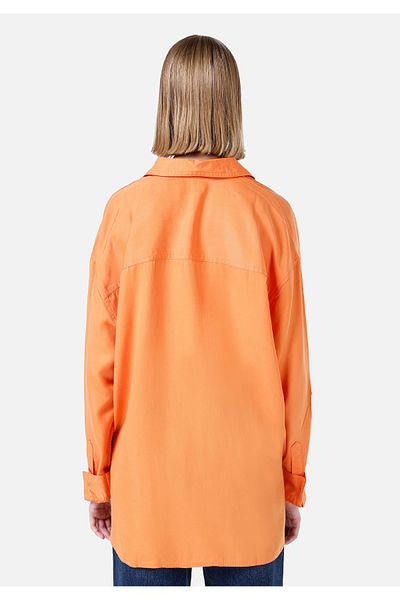 Colin's Relaxed Fit Shirt Neck Plain Women's Orange Roll-Up Shirt