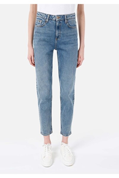 Colin's Fermuarlı Mom Fit Yüksek Bel Daralan Paça Kadın İndigo Jean Denim Pantolon
