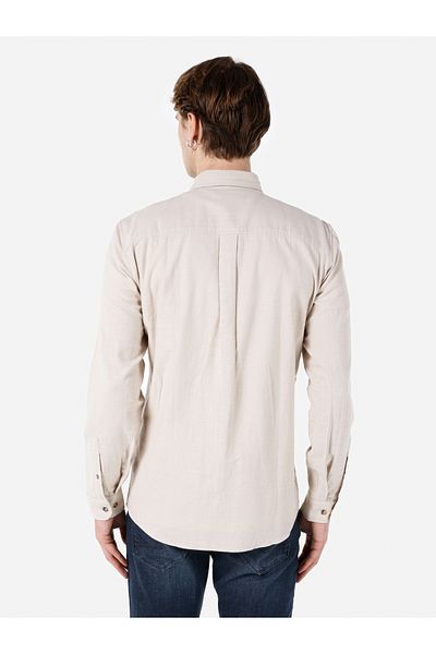 Colin's Regular Fit Shirt Neck Plain Men's Beige Long Sleeve Shirt