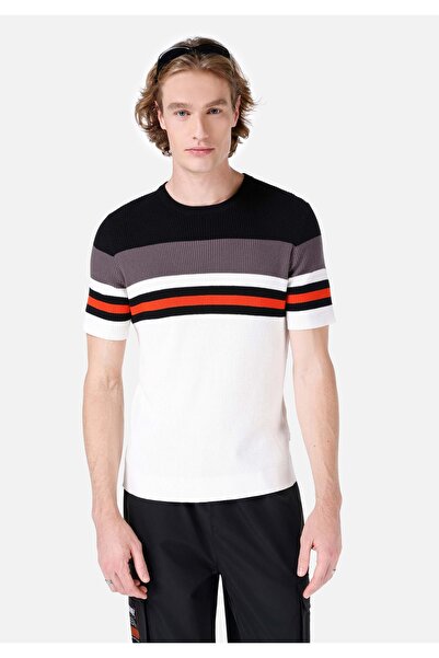 Colin's Regular Fit Yuvarlak Yaka Jakarlı Erkek Beyaz Kazak
