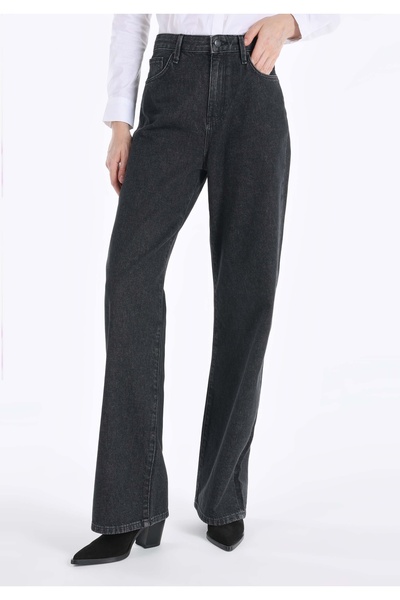 Colin's Regular Fit High Waist Wide Leg Women's White Denim Jean Trousers