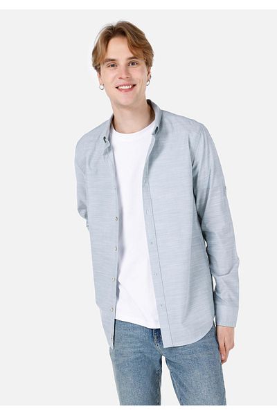 Colin's Regular Fit Shirt Collar Green Men's Long Sleeve Shirt Cl 1058567
