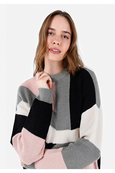 Colin's Regular Fit Yuvarlak Yaka Düz Kadın Çok Renkli Kazak