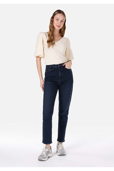 Colin's 896 Maria Relaxed Fit High Waist Narrow Leg Dark Blue Women's Trousers