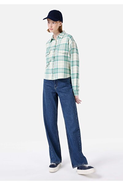 Colin's Regular Fit Shirt Neck Kadın Yeşil Uzun Kol Gömlek