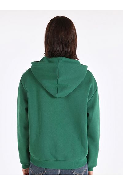 Colin's Regular Fit Hooded Plain Women's Green Sweatshirt