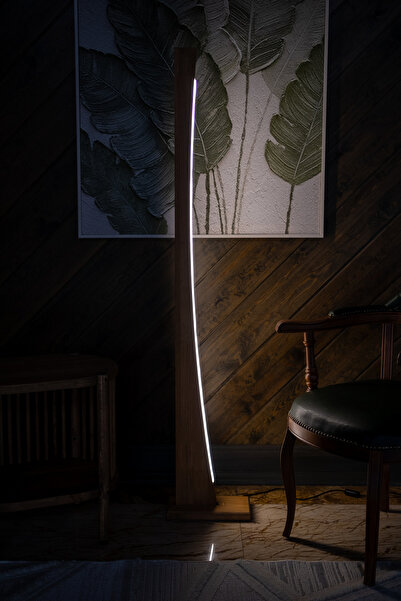 woodbaba Defne İskandinav Minimal Aydınlatma Ünitesi 150 cm | Açık Ceviz Masif Ahşap Lambader