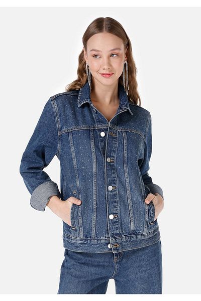 Colin's Regular Fit Zippered Unlined Women's Blue Jacket