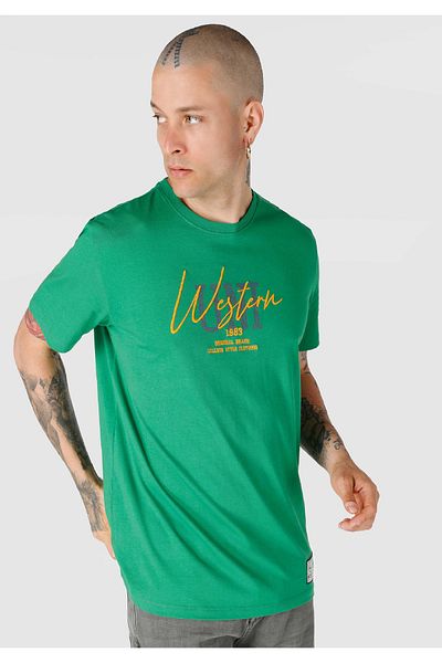 Colin's Regular Fit Round Neck Cotton Men's Green Short Sleeve T-Shirt