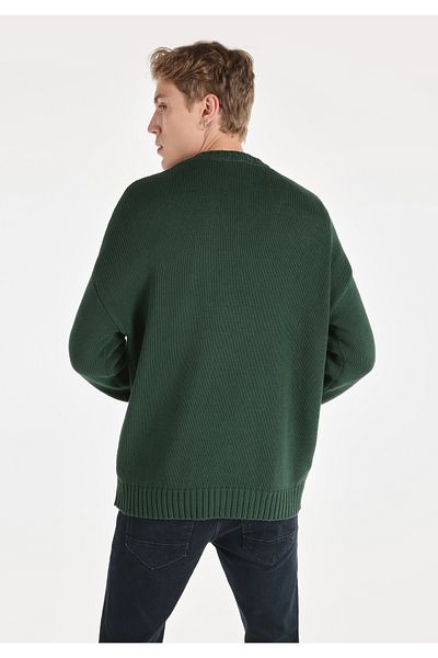 Colin's Green Regular Fit Printed Men's Knitwear Sweater