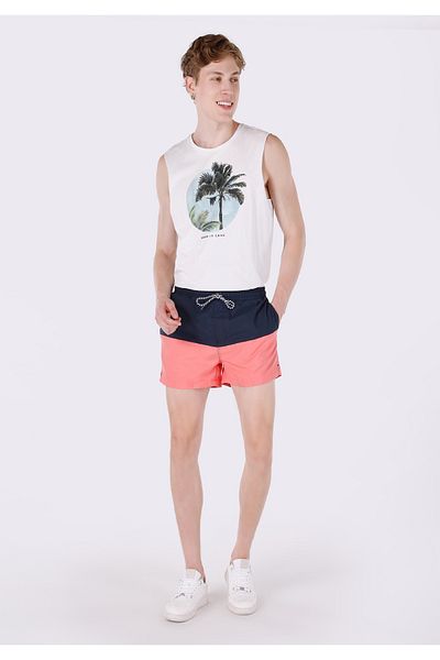 Colin's Mid Waist Slim Fit Red Men's Swim Shorts