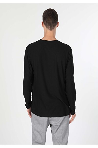 Colin's Regular Fit Yuvarlak Yaka Düz Erkek Siyah Uzun Kol Örme Tişört
