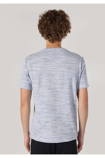 Colin's Regular Fit Round Neck Knitted Jacquard Men's Blue Short Sleeve T-Shirt