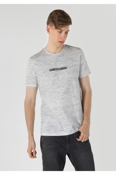 Colin's Regular Fit Baskılı Gri Erkek Kısa Kol Tişört