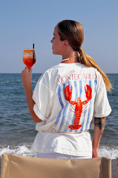 Le'sluette shadow of style Unisex Γυναικείο/Early Lobster με στάμπα Oversize 100% βαμβακερό μπλουζάκι