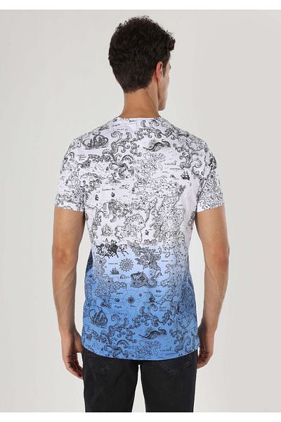 Colin's Regular Fit Round Neck Printed Men's White Short Sleeve T-Shirt