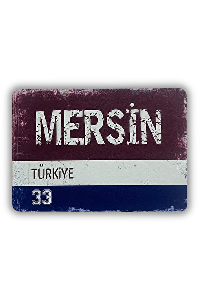 ERİSTAKI MERSİN Yazılı Retro Ahşap Türkiye Şehir Magneti-Buzdolabı Süsü-Hediy...