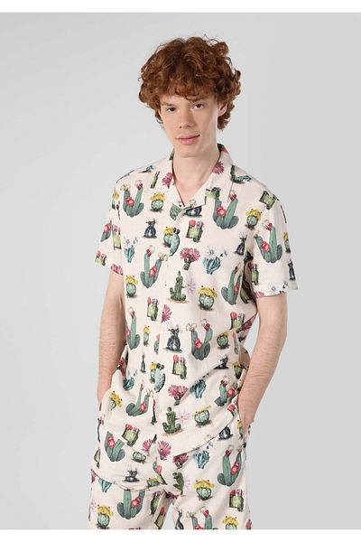 Colin's Regular Fit Shirt Neck Printed Men's Multicolor Short Sleeve Shirt