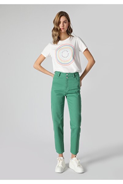 Colin's Regular Fit Yüksek Bel Düz Paça Kadın Yeşil Pantolon