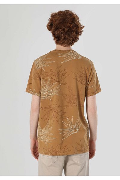Colin's Regular Fit Round Neck Printed Men's Brown Short Sleeve T-Shirt