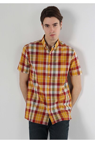 Colin's Regular Fit Shirt Neck Ekoseli Erkek Çok Renkli Kısa Kol Gömlek