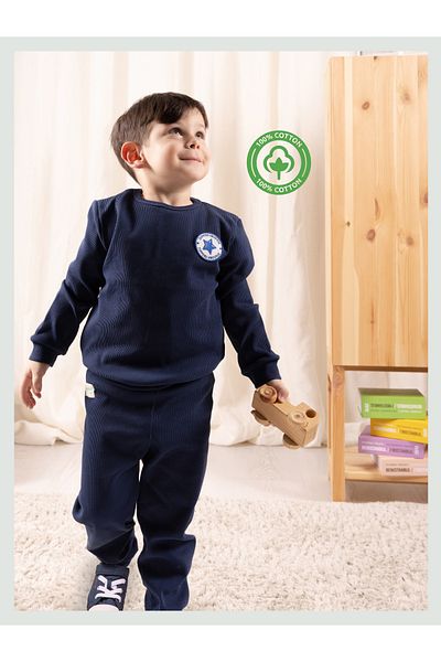 Zuppers Boy's Cotton Ribbed Top and Bottom Set - Navy Blue
