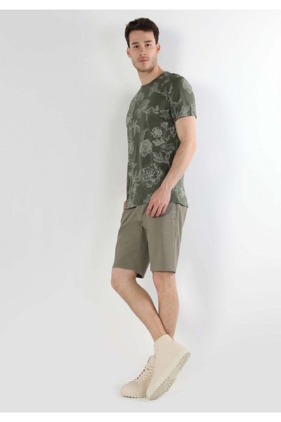 Colin's Regular Fit Round Neck Printed Men's Green Short Sleeve T-Shirt