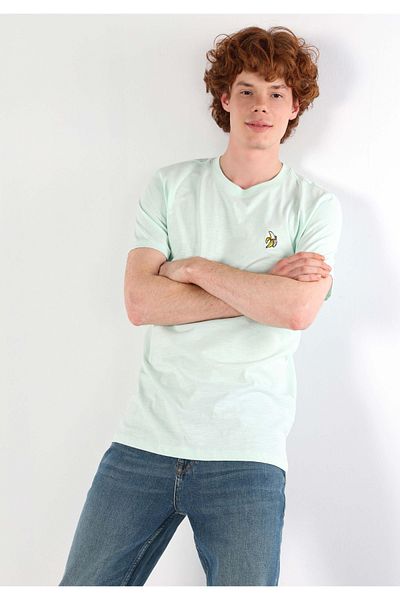 Colin's Green Regular Fit Men's Short Sleeve Printed T-Shirt