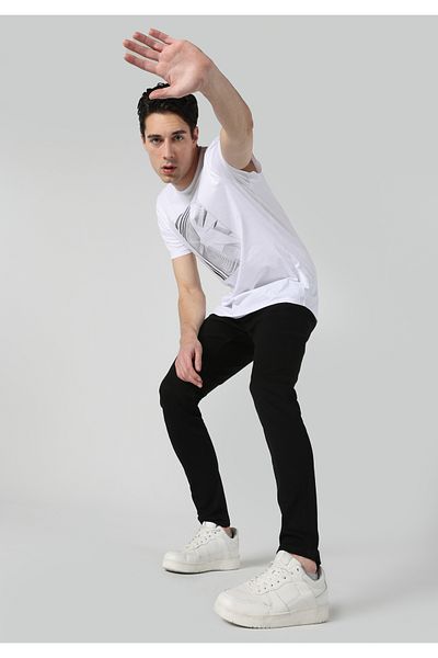 Colin's Regular Fit Round Neck Printed Men's White Short Sleeve T-Shirt