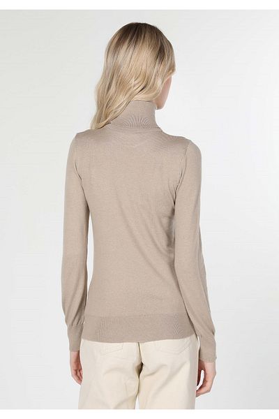 Colin's Slim Fit Turtleneck Plain Women's Beige Sweater