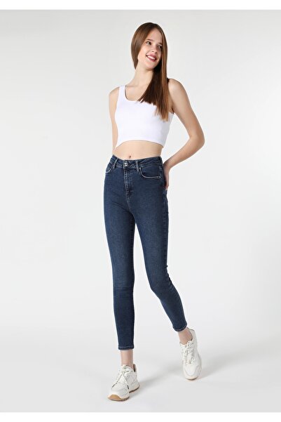 Colin's Skinny Fit High Waist Narrow Leg Women's Indigo Jean Trousers