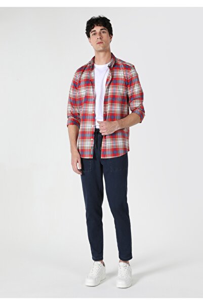 Colin's Slim Fit Shirt Neck Ekoseli Erkek Çok Renkli Uzun Kol Gömlek