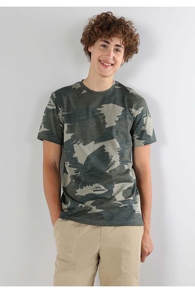Colin's Green Men's Short Sleeve T-Shirt - Camouflage Printed, Regular Fit