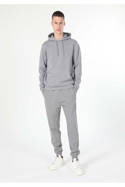 Colin's Slim Fit Mid Waist Plain Men's Gray Sweatpants