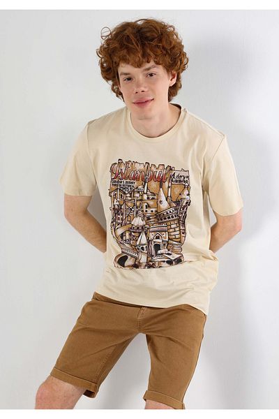 Colin's Beige Men's T-Shirt - Sleeves